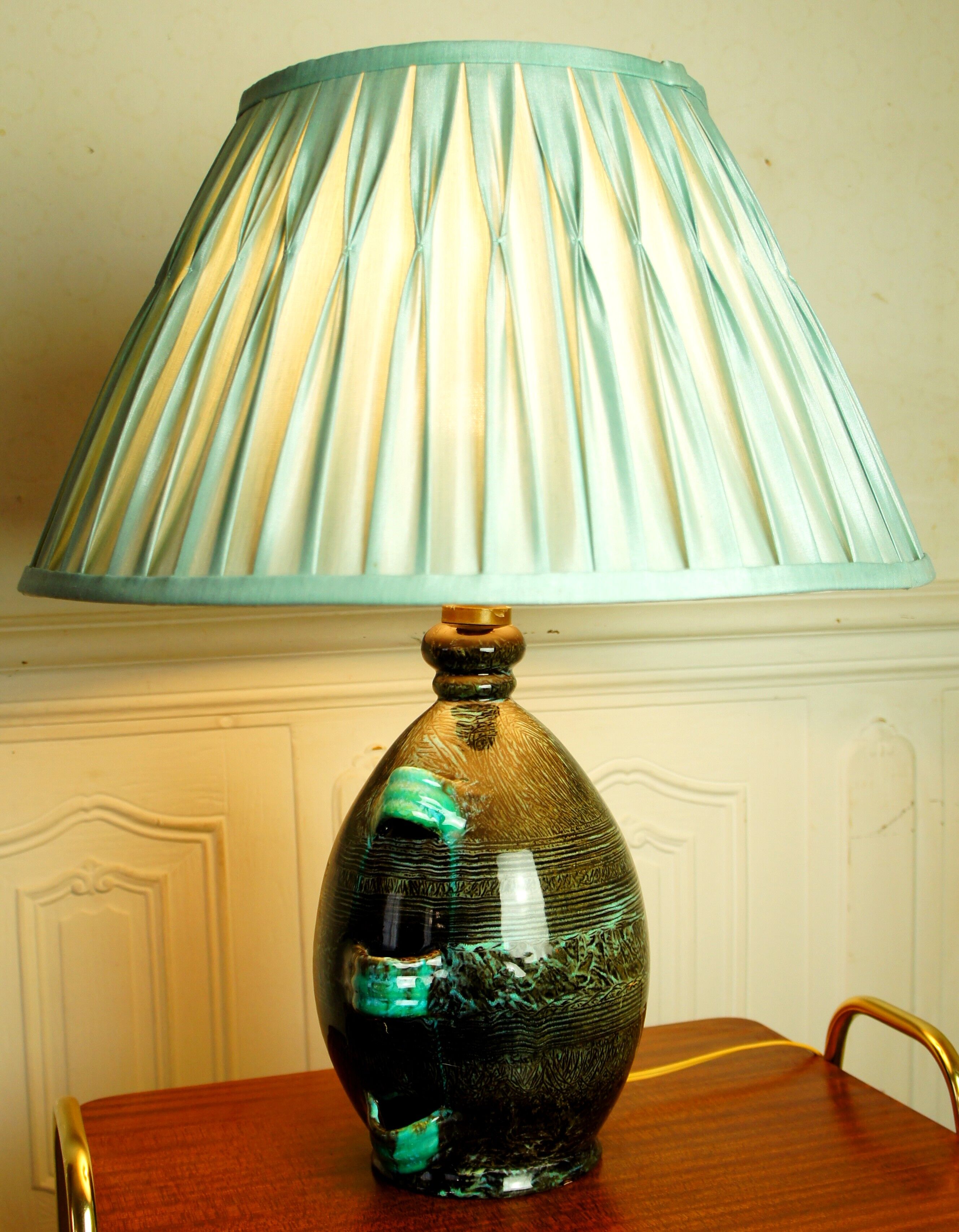 Ceramic lamp signed "Accolay Yonne" vintage