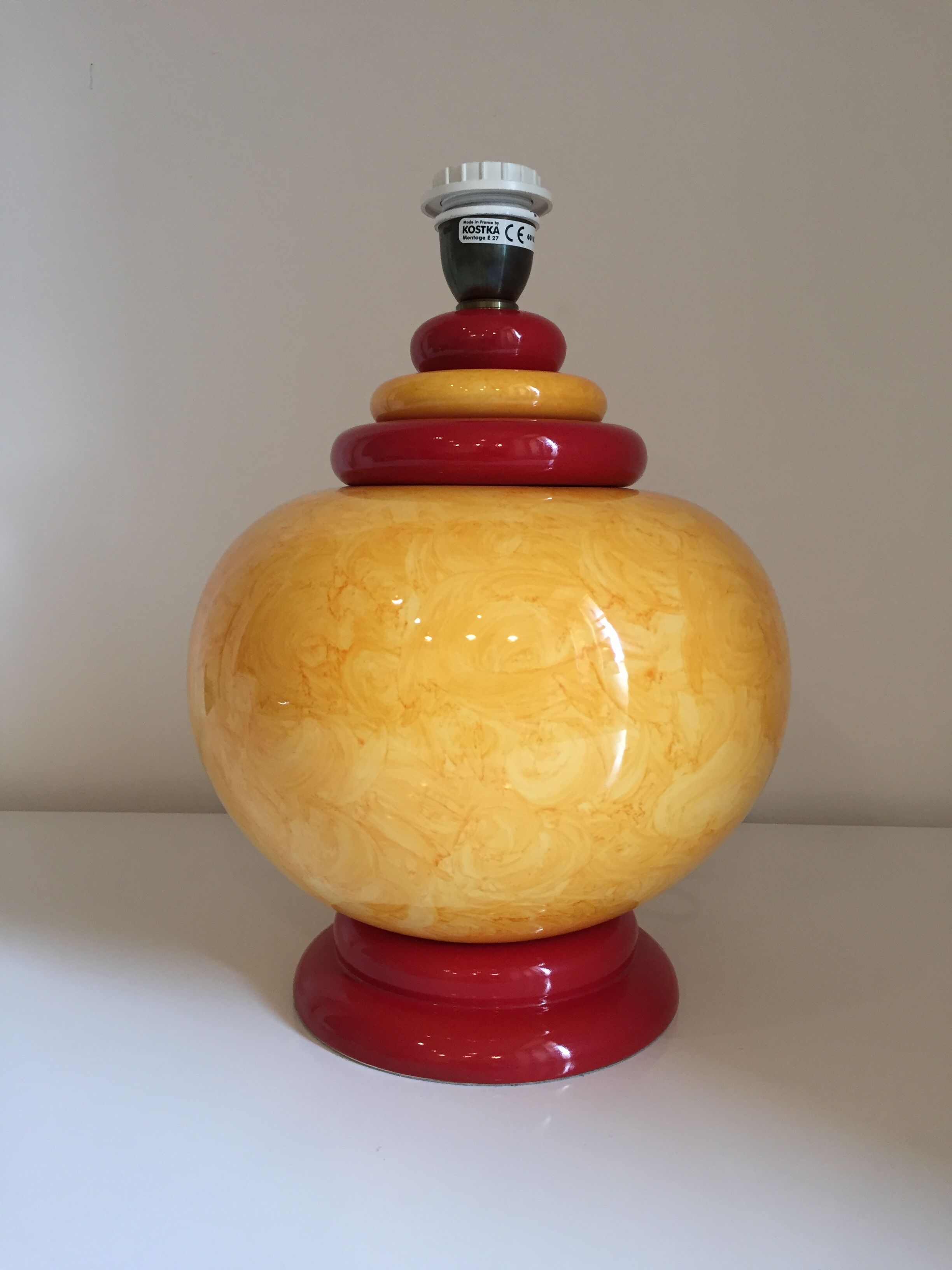 Kostka ceramic lamp foot, France, 1980s