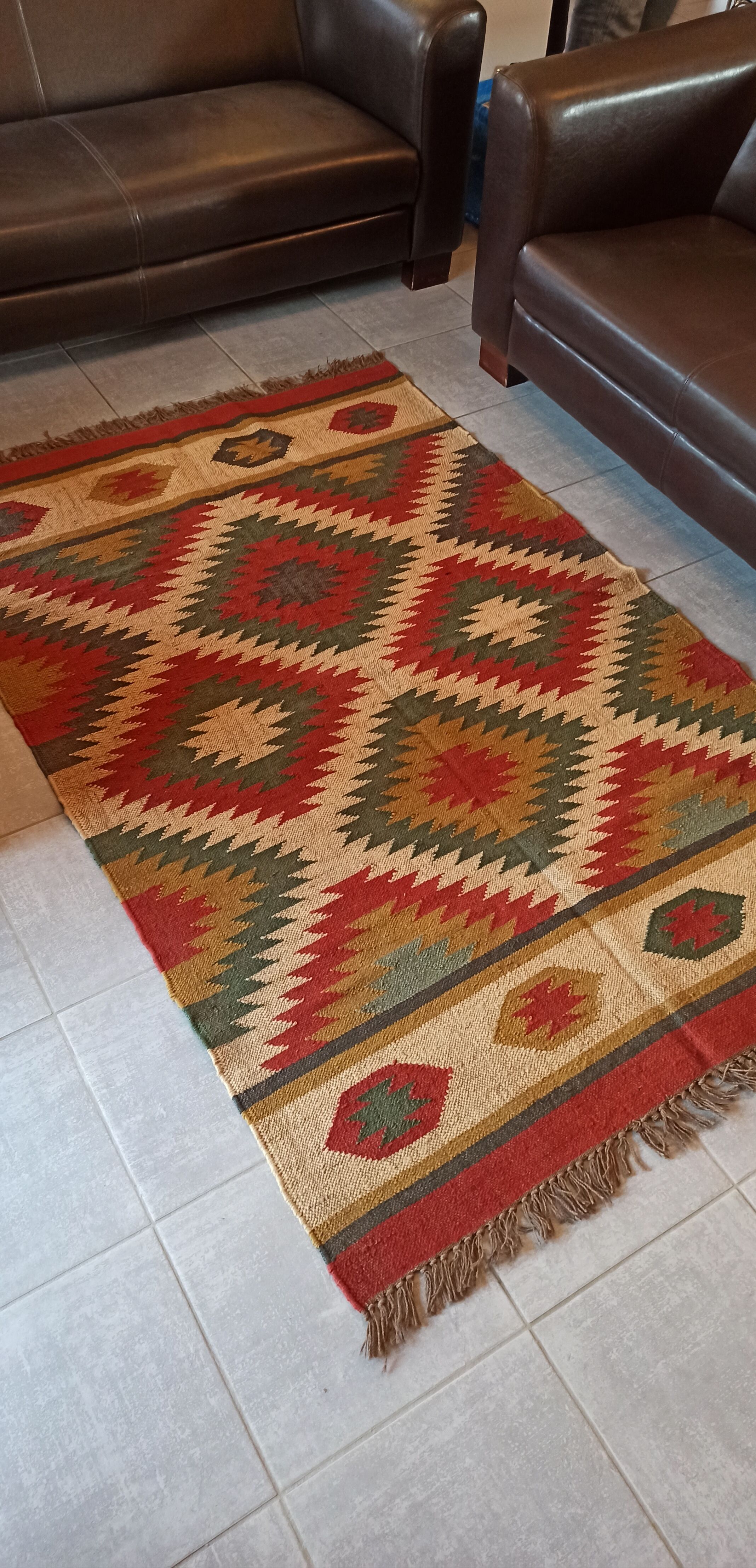 Kilim carpet in cotton and burlap 120x190cm