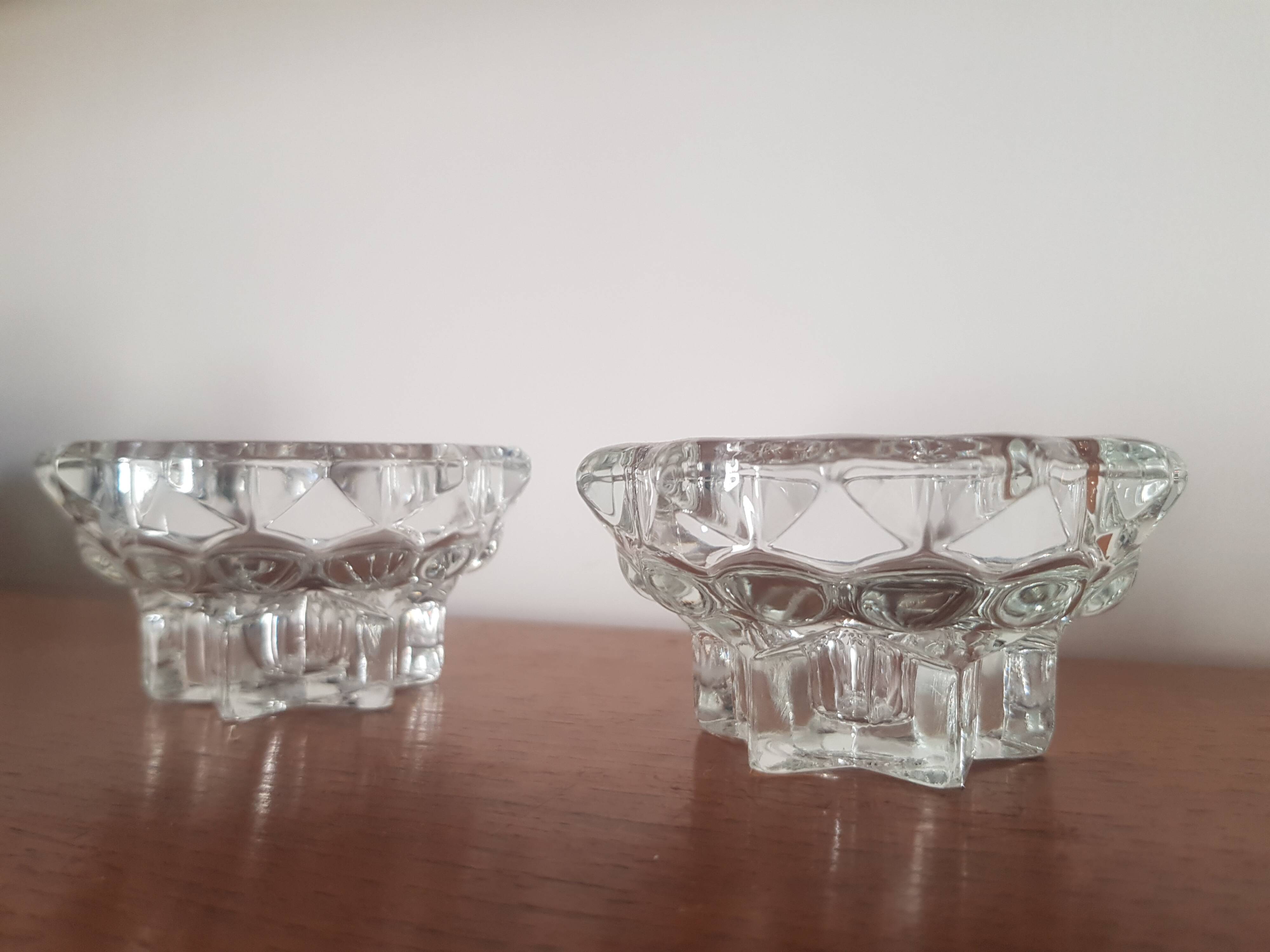 Set of 2 glass candle holders