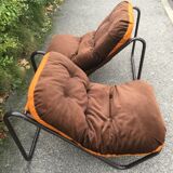 2 brown armchairs from the 70