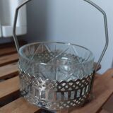 Former servant or sugar bowl, glass and silver