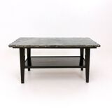 Ebonized Wood Coffee Table with a Green Alps Marble Top, Italy