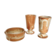 Two vintage stoneware cups and sugar bowl