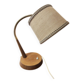 Temde Leuchten desk lamp with a gooseneck in teak, 1960s design.