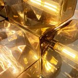 Vintage German wall or ceiling lamp from the space age in chrome and glass by Motoko Ishii for Staff, 1970s.