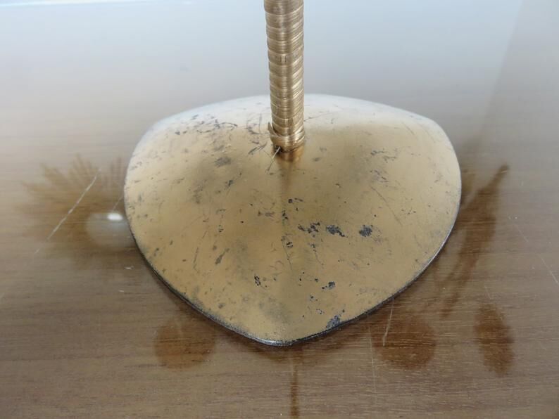 Series of 3 70s gold metal candlesticks