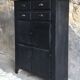 Meuble de métier ou buffet haut noir et bois