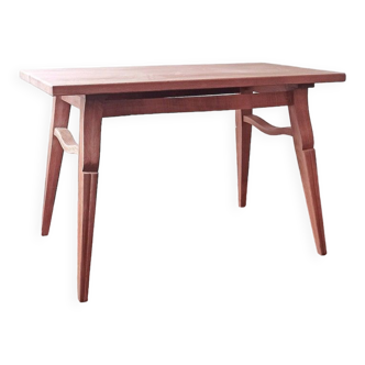 Table ancienne en chêne et pieds compas