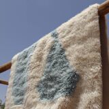 Modern sky blue and white Mrirt Moroccan rug