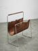 Italian Modernist Leather and Chrome Magazine Rack, 1980s