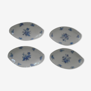 Set de 4 raviers coupelles porcelaine Limoges France fleurs bleues