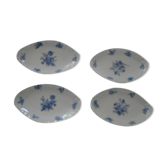 4 Raviers cups Porcelain Limoges France blue flowers