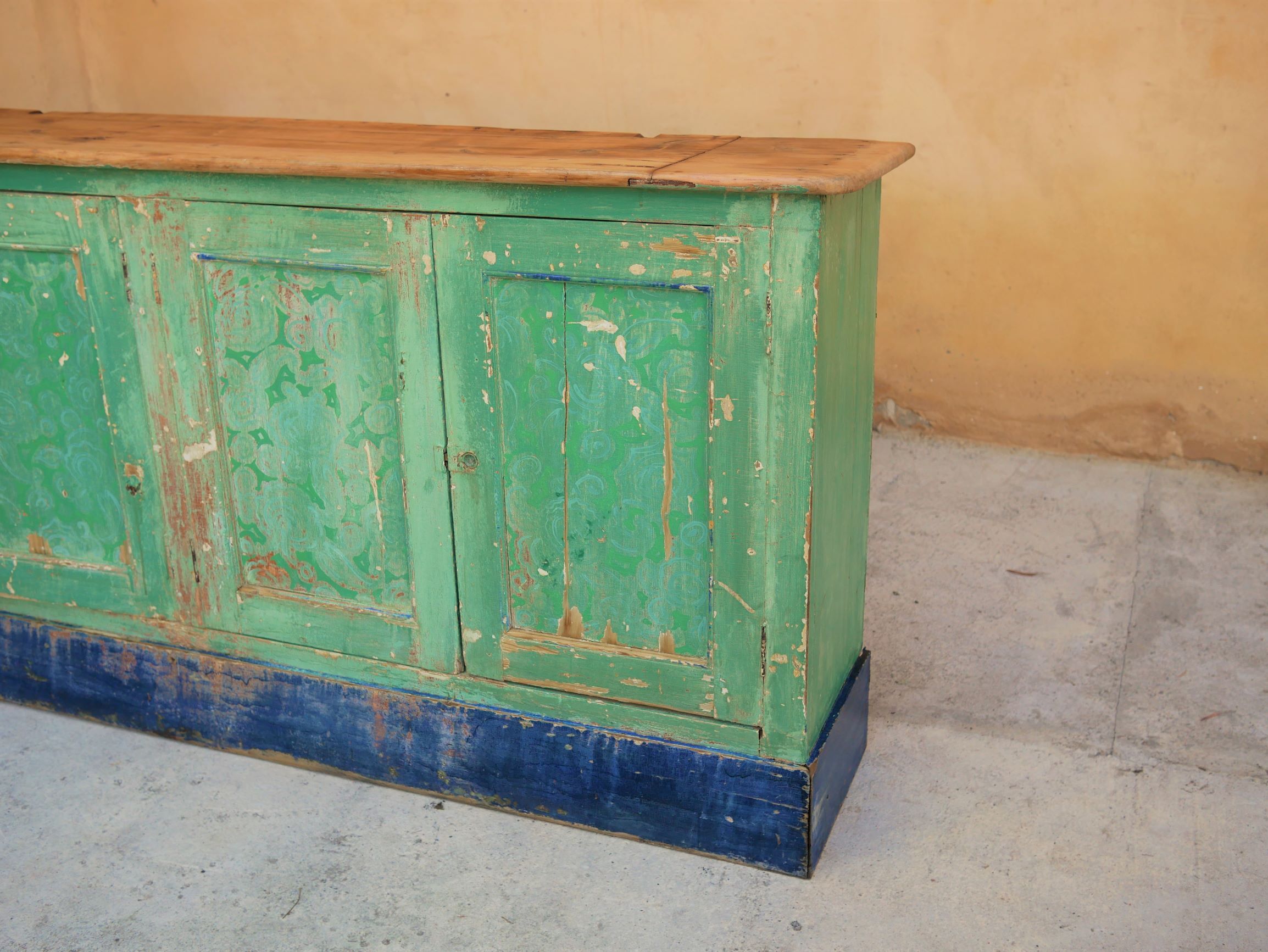 Vintage wooden farm stocking buffet