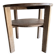Art Deco round oak side table in light weathered oak with lower shelf, geometric three-leg design