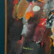 Original Swedish Oil on Panel – “Composition” by Kulo Green (1913–1972) – Signed – Vintage & Framed