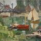 Post-impressionist table "riverside sailing" HST Seine edge