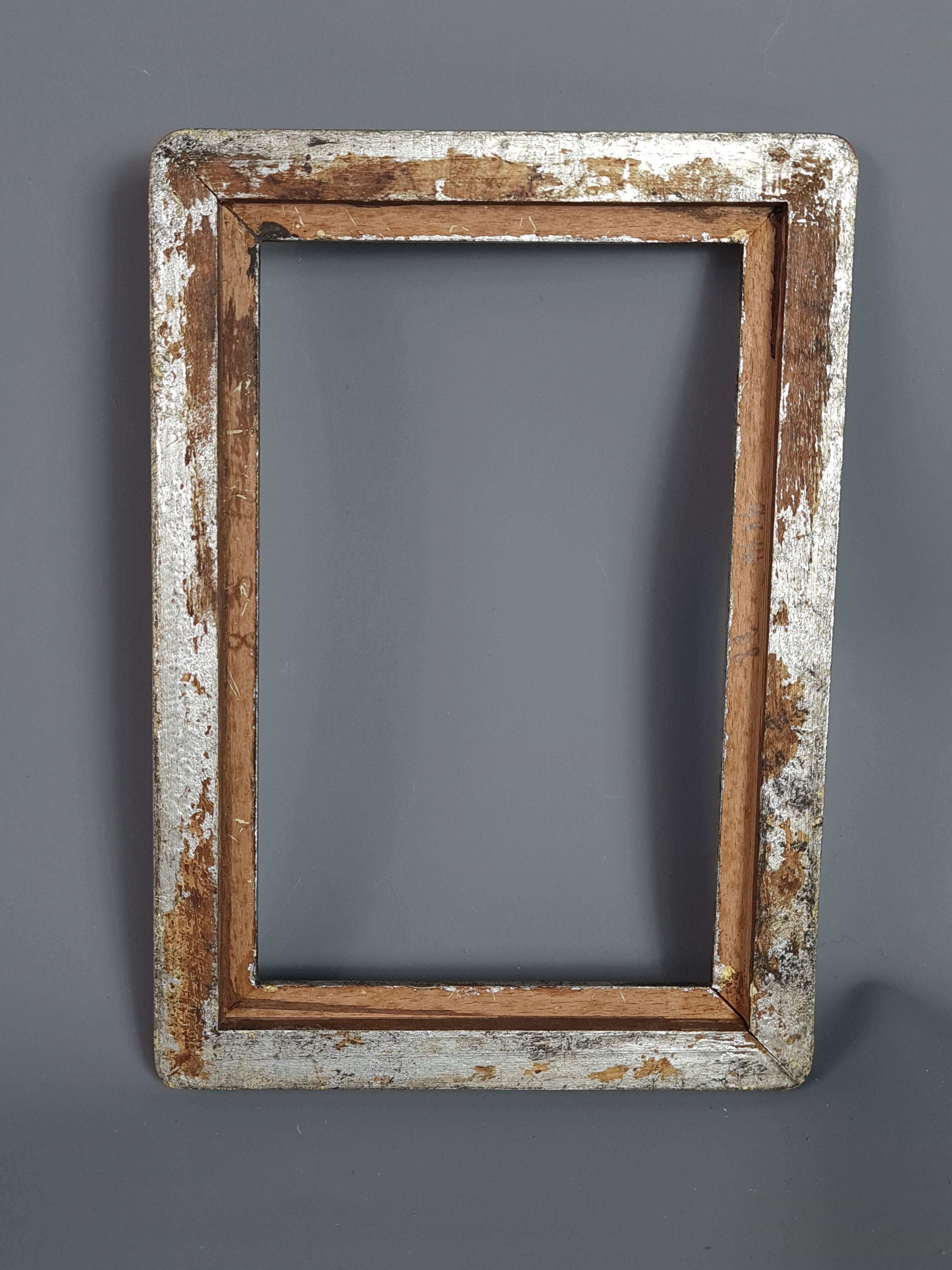 Old Art Deco frame carved wood silver 16.6x11.6 cm, hardwood 14.3x9.4 cm SB