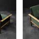 Vintage Mid-Century Modern Rosewood & Green Velour 3-Seater Sofa and Chair