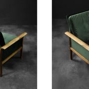 Vintage Mid-Century Modern Rosewood & Green Velour 3-Seater Sofa and Chair