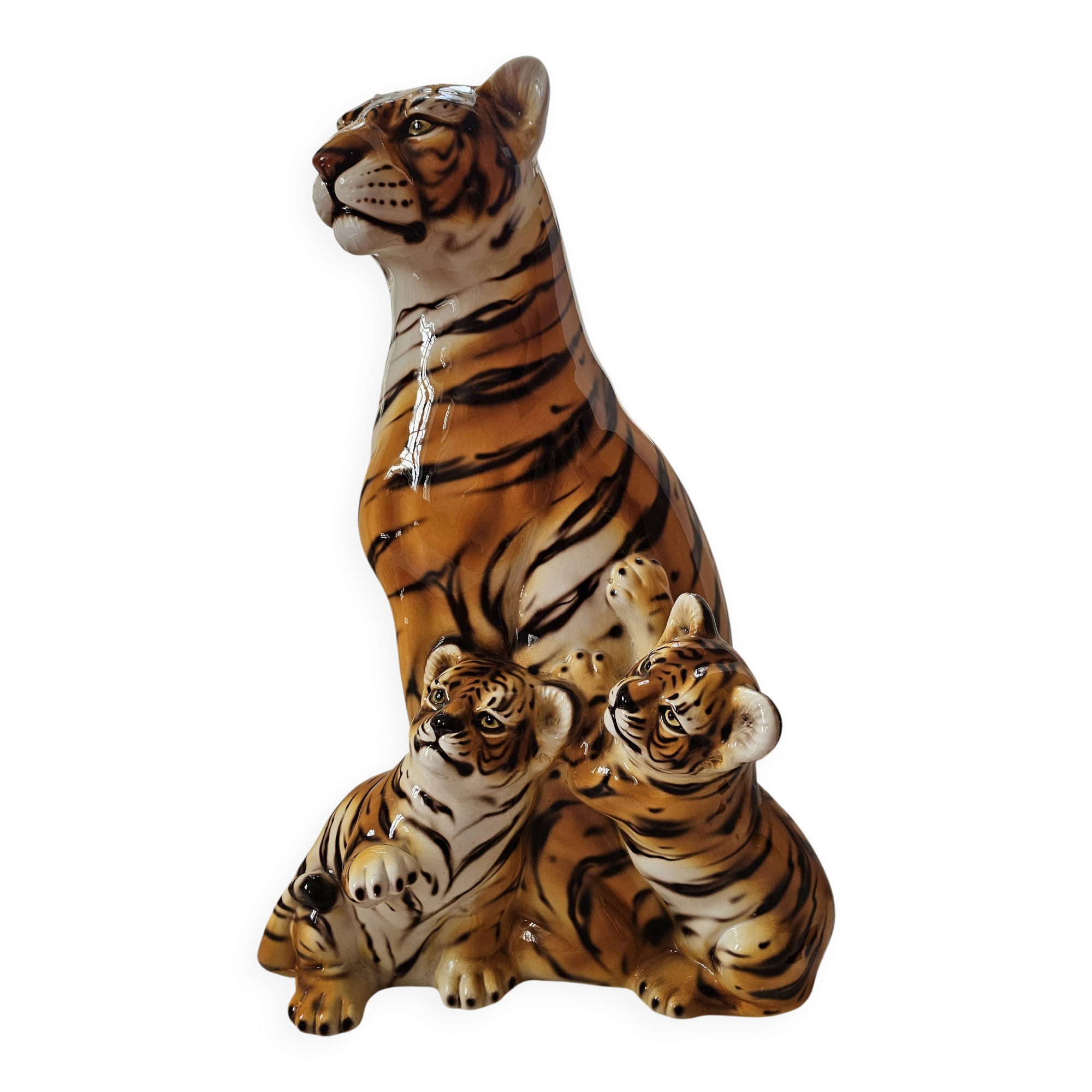 Ceramic sculpture tiger Modern Art Capodimonte