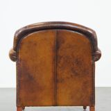 Cowhide Leather Armchair with Deep Warm Colors