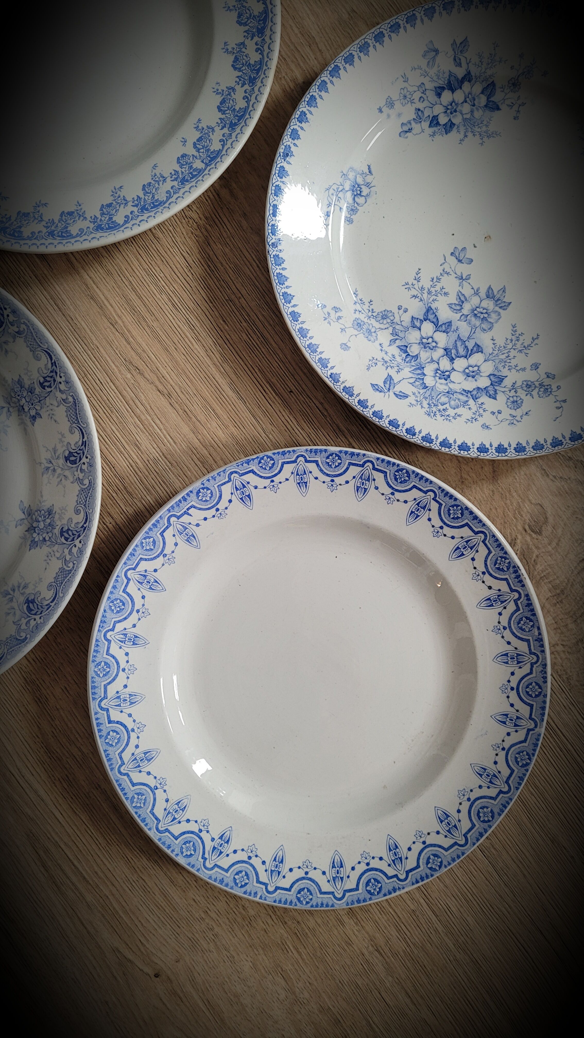 Set of 4 blue mismatched plates 2