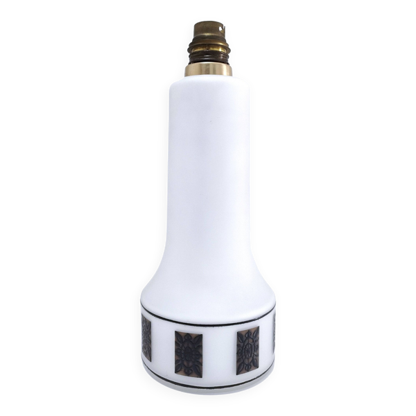 Pied de lampe opaline frise fleurs stylisées années 70