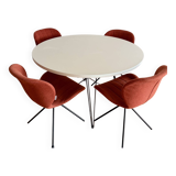 Ensemble design Magis XZ3 Table à manger ronde blanche (120 cm) + 4 chaises Zuiver OMG