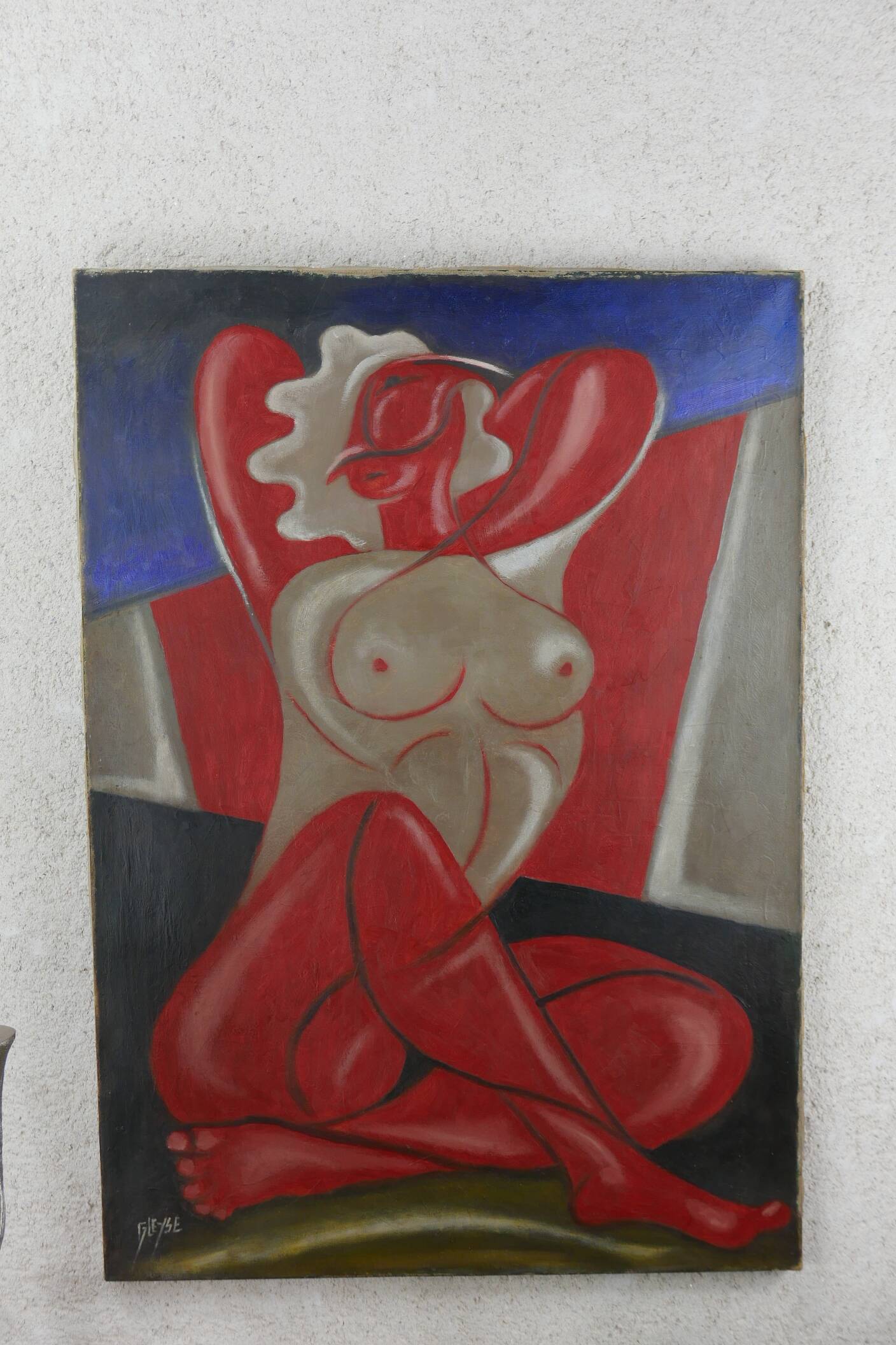 Tableau "Nude Cubist" HST signed Gleyse