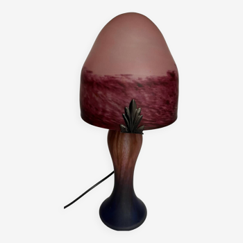 Mushroom lamp in frosted stained glass