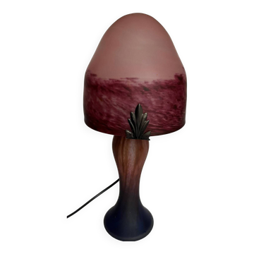 Lampe champignon en verre teinté dépoli