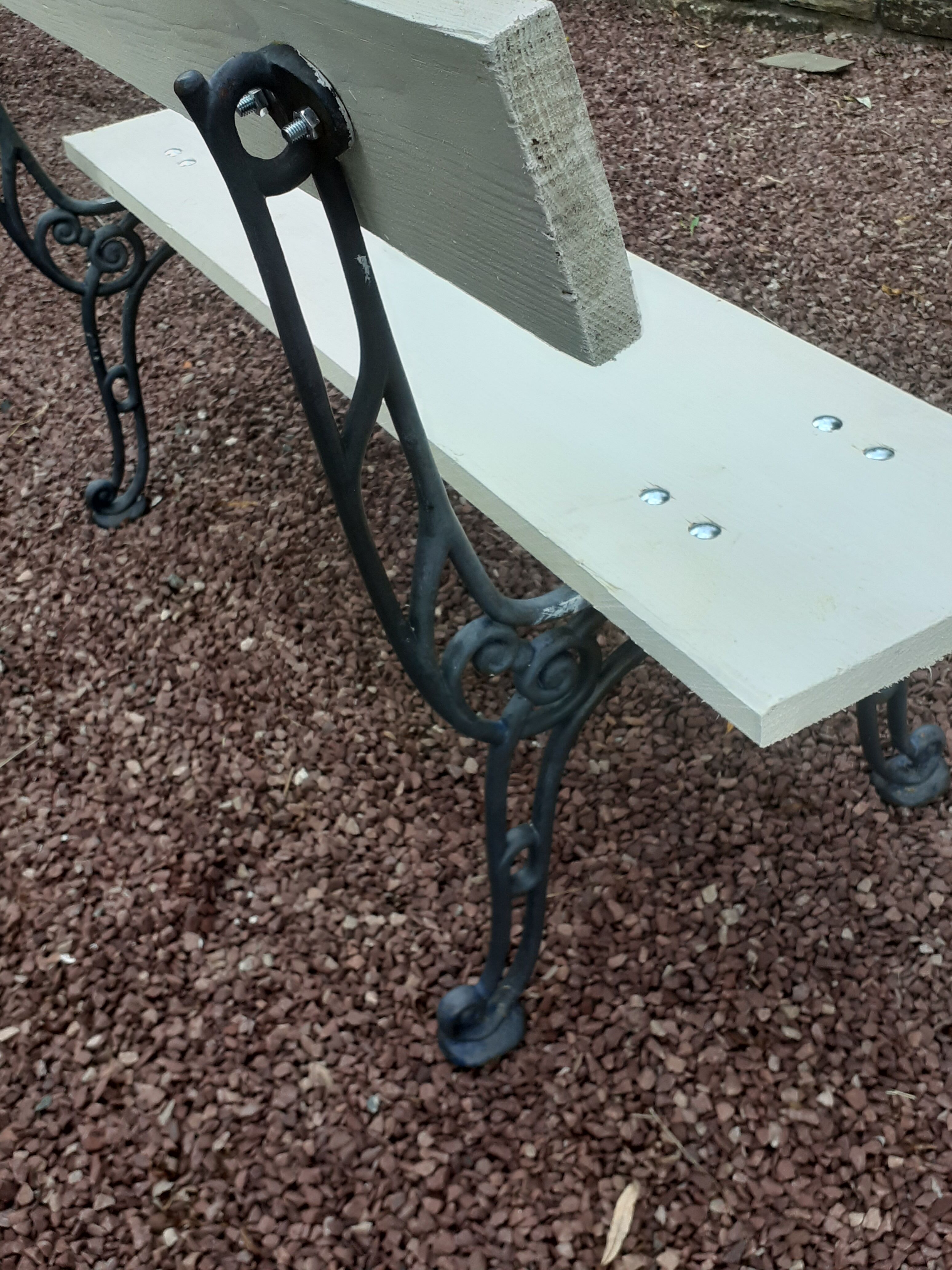 Garden bench with old cast-cast-or-cast-or-cast foot
