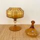 Amber glass dragée dish from Empoli, Italy - 1960s