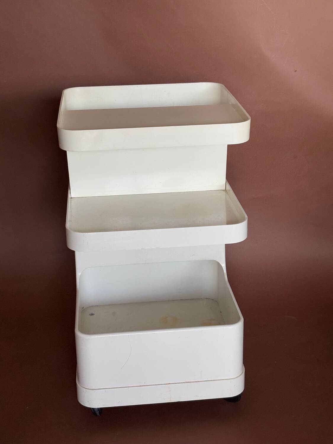 Flair Plastic Trolley on Wheels White 1970s Space Age Vintage