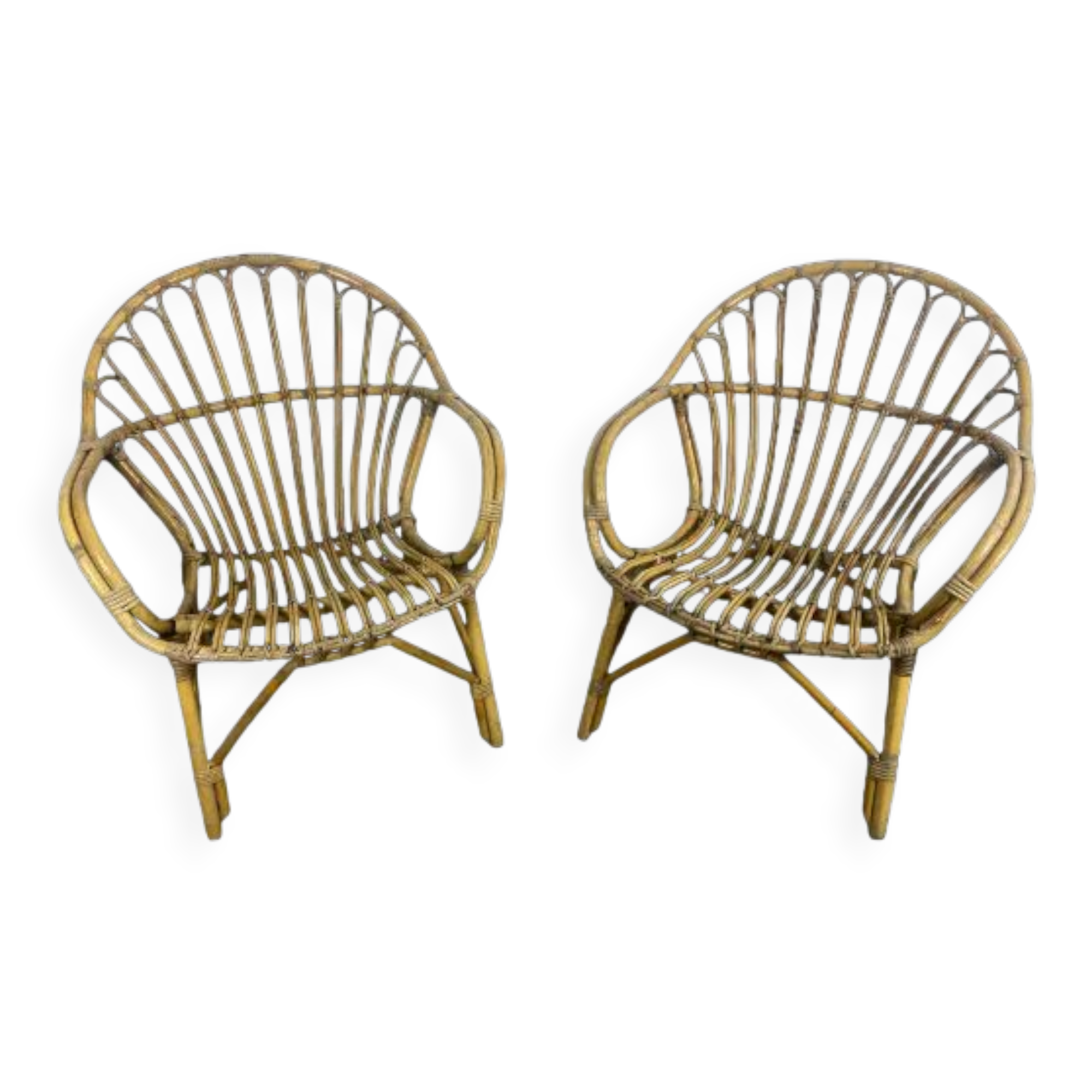 Paire de fauteuils rotin