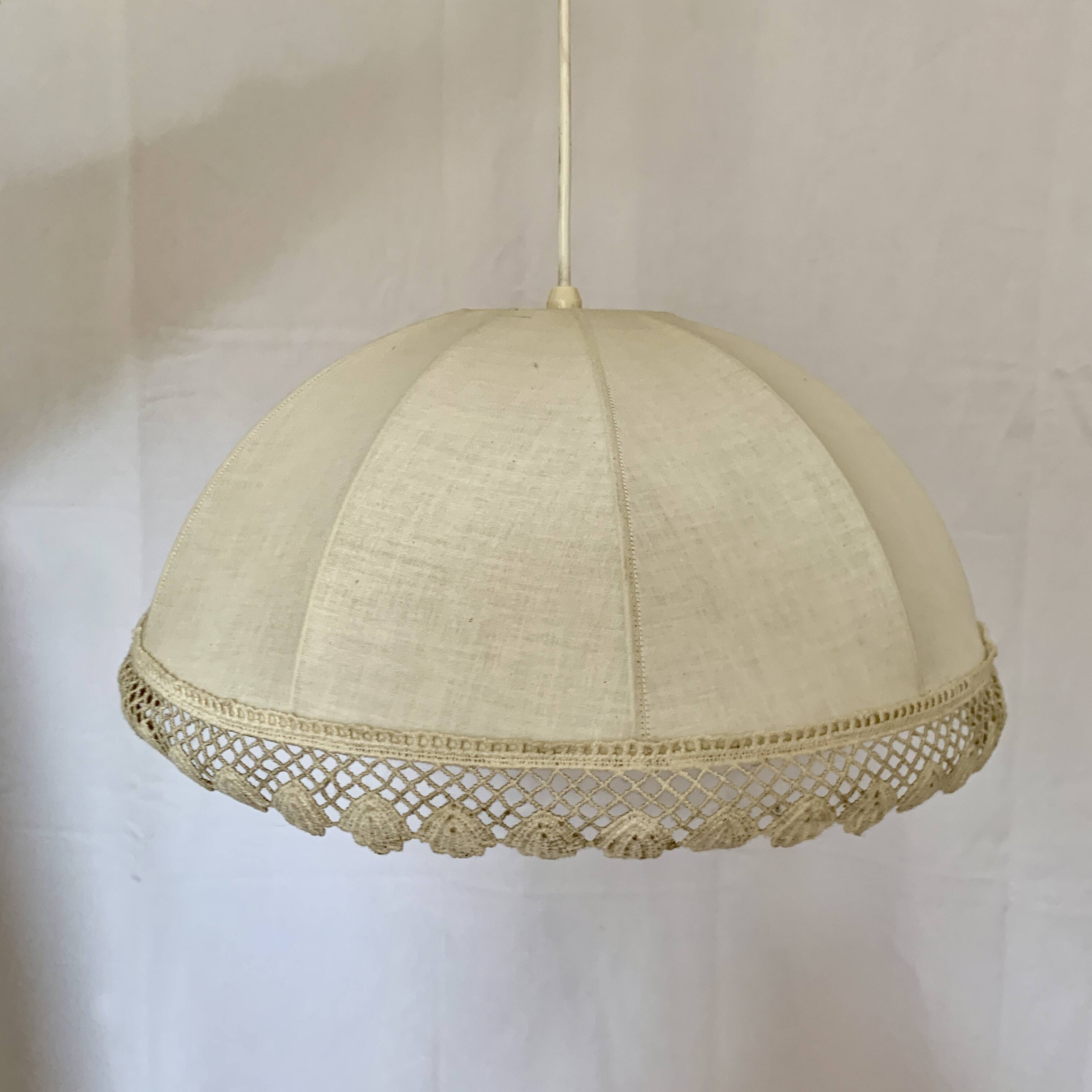 Vintage cream / ecru / beige embroidery fabric pendant