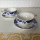 Pair of cups and saucers / Delft blue Gien earthenware