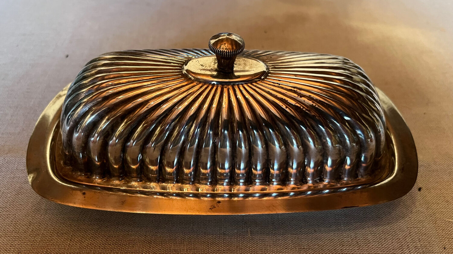 Vintage metal butter dish