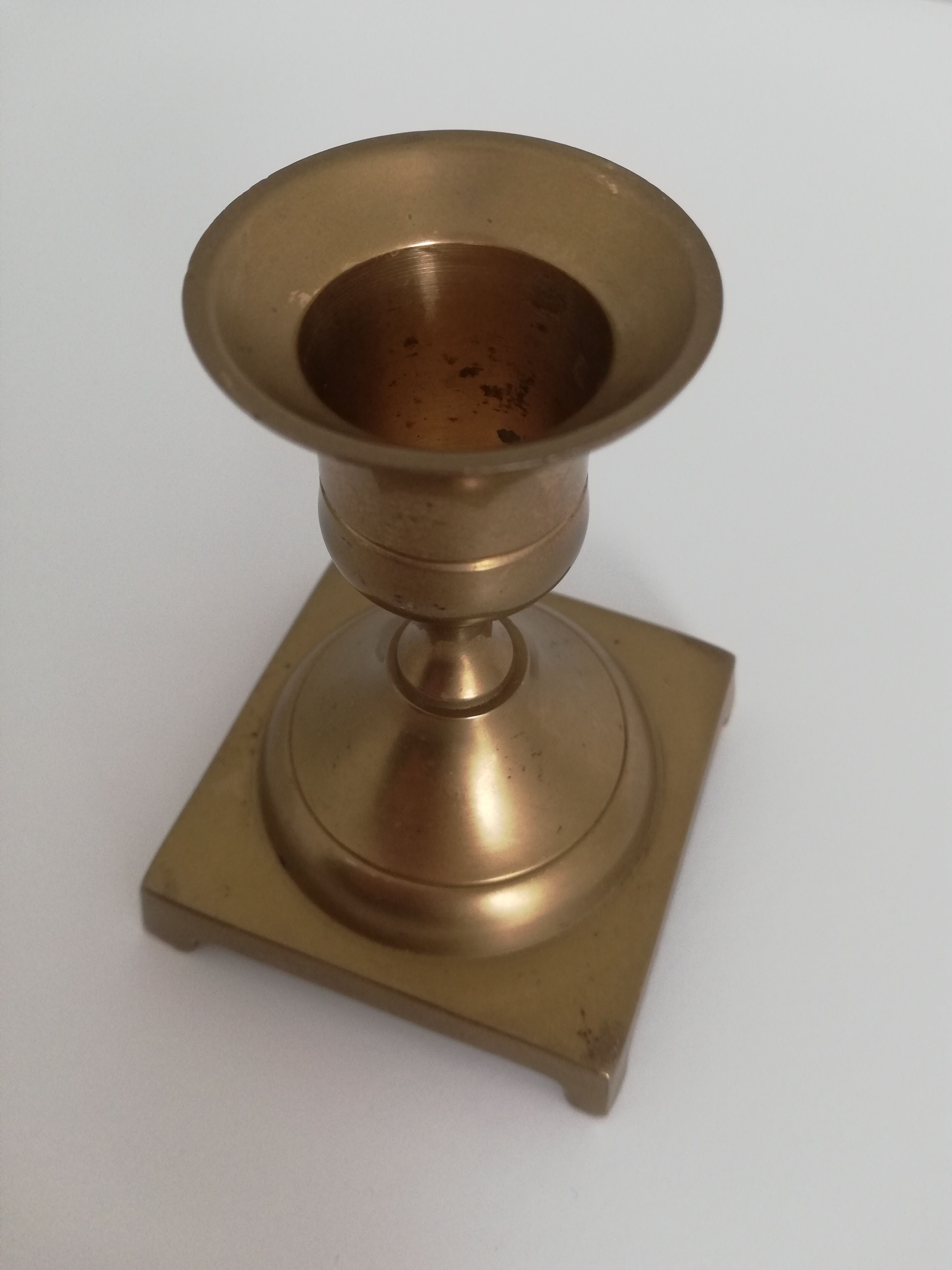 Vintage brass candle holder square base
