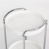 Vintage side table on casters. Chrome-plated iron and plastic. France, 1970s