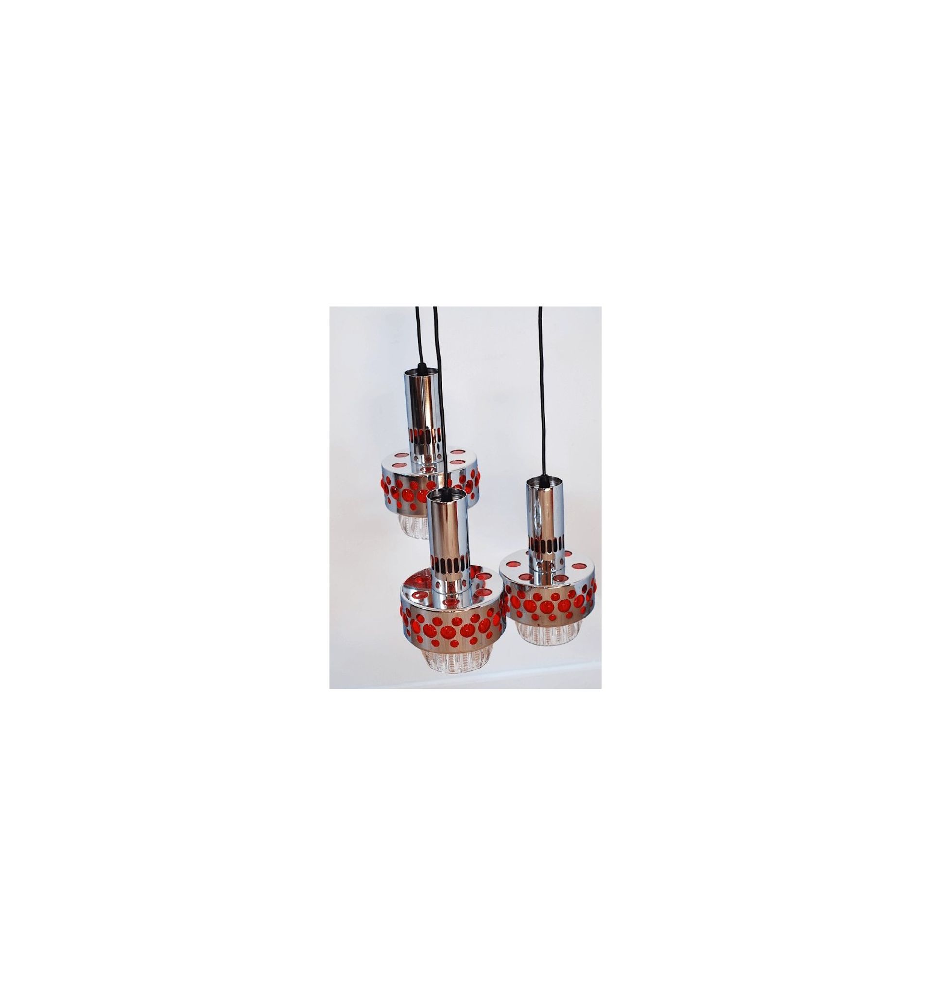 Large chandelier seventies 3 suspended lamps