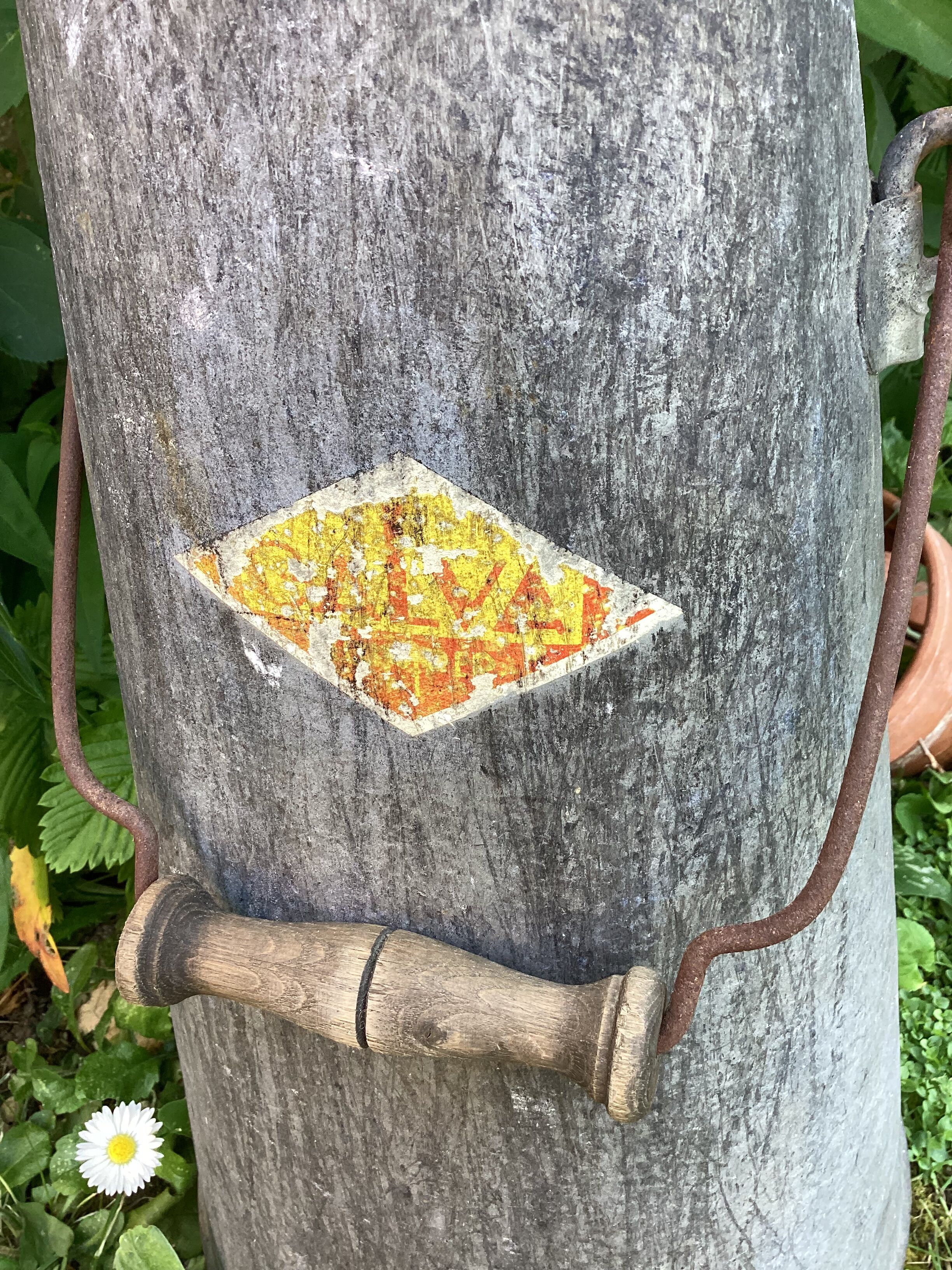 Vintage galvanized zinc coal bucket, conical shape, dimensions: height -50cm - width -25cm