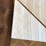 Table basse triangle travertin up & up vintage 1970 Italie