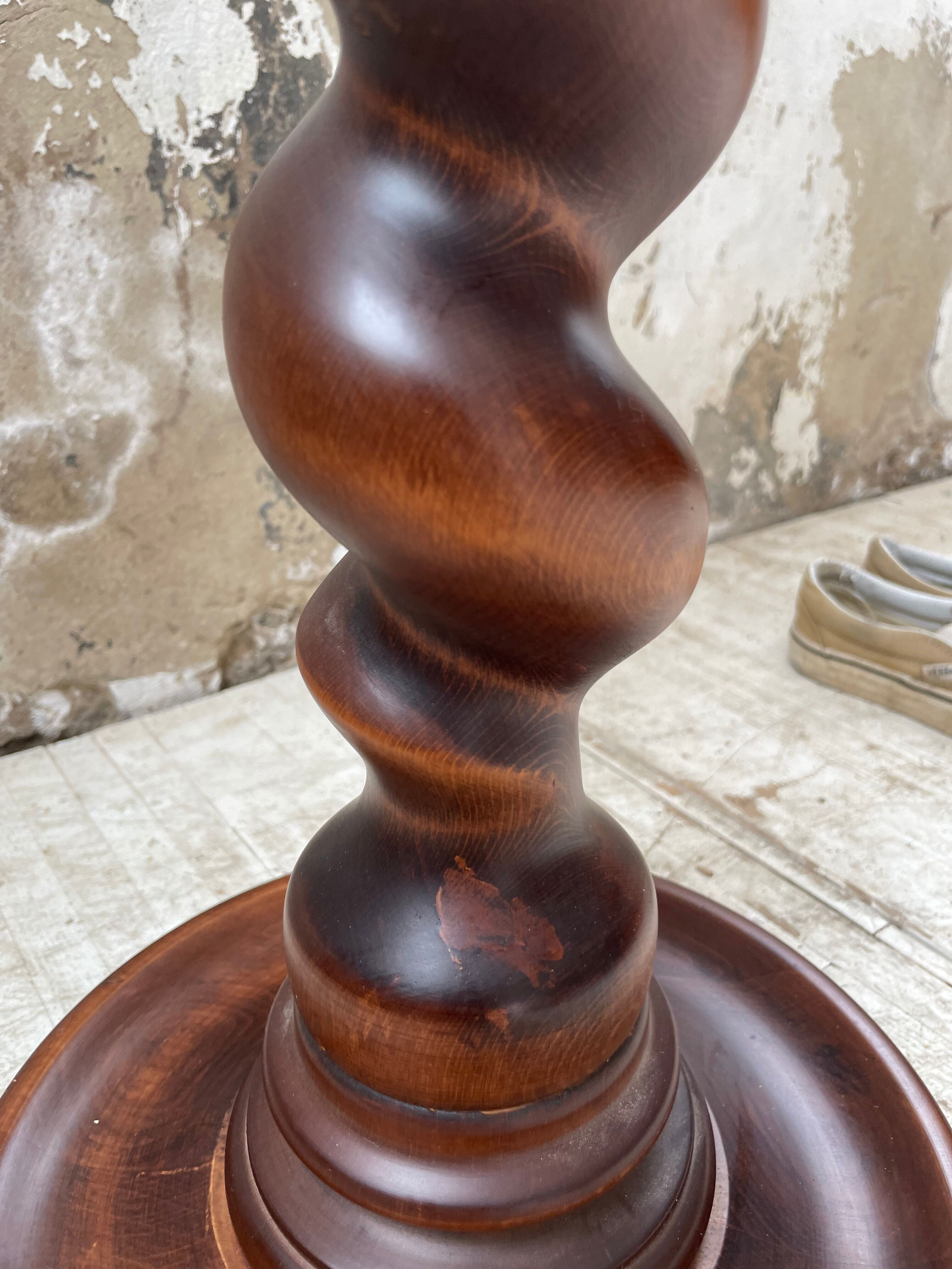 Side table walnut base turned wood