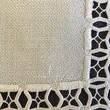 Embroidered white linen tablecloth, square