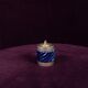 Tommaso Barbi Blue Glazed Ceramic and Brass-Toned Metal Table Lighter, 1970