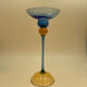 Yellow and blue glass candle holder