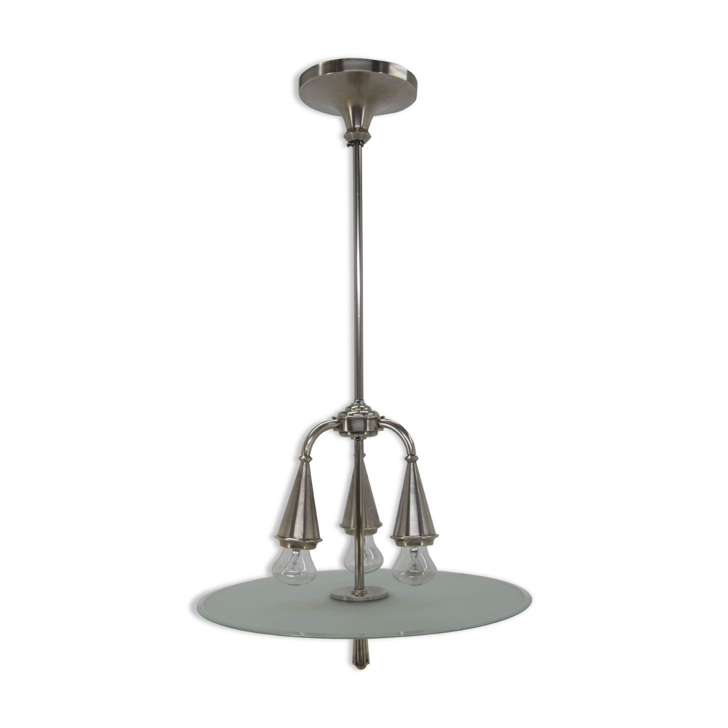 Art Deco Nickel-plated Chandelier, 1920s