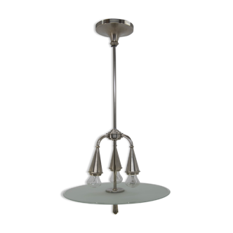 Art Deco Nickel-plated Chandelier, 1920s